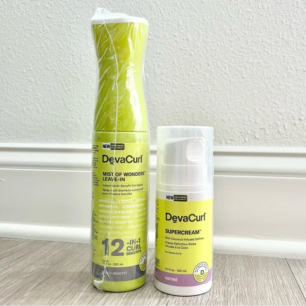 NWT DevaCurl Set Of 2 Mist Of Wonders Leave In Curl Spray & Supercream Definer